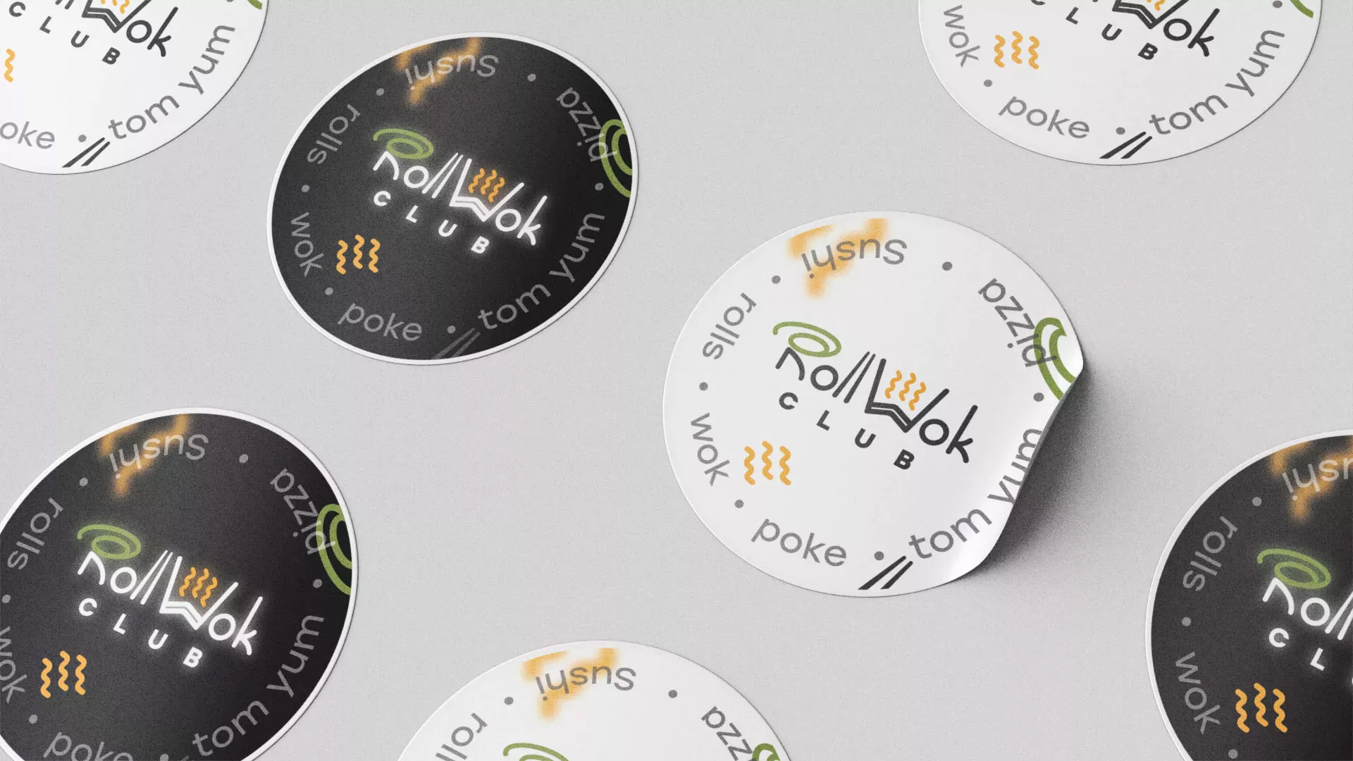 Разработка наклеек для суши-бара «Roll Wok Club» в Энгельсе